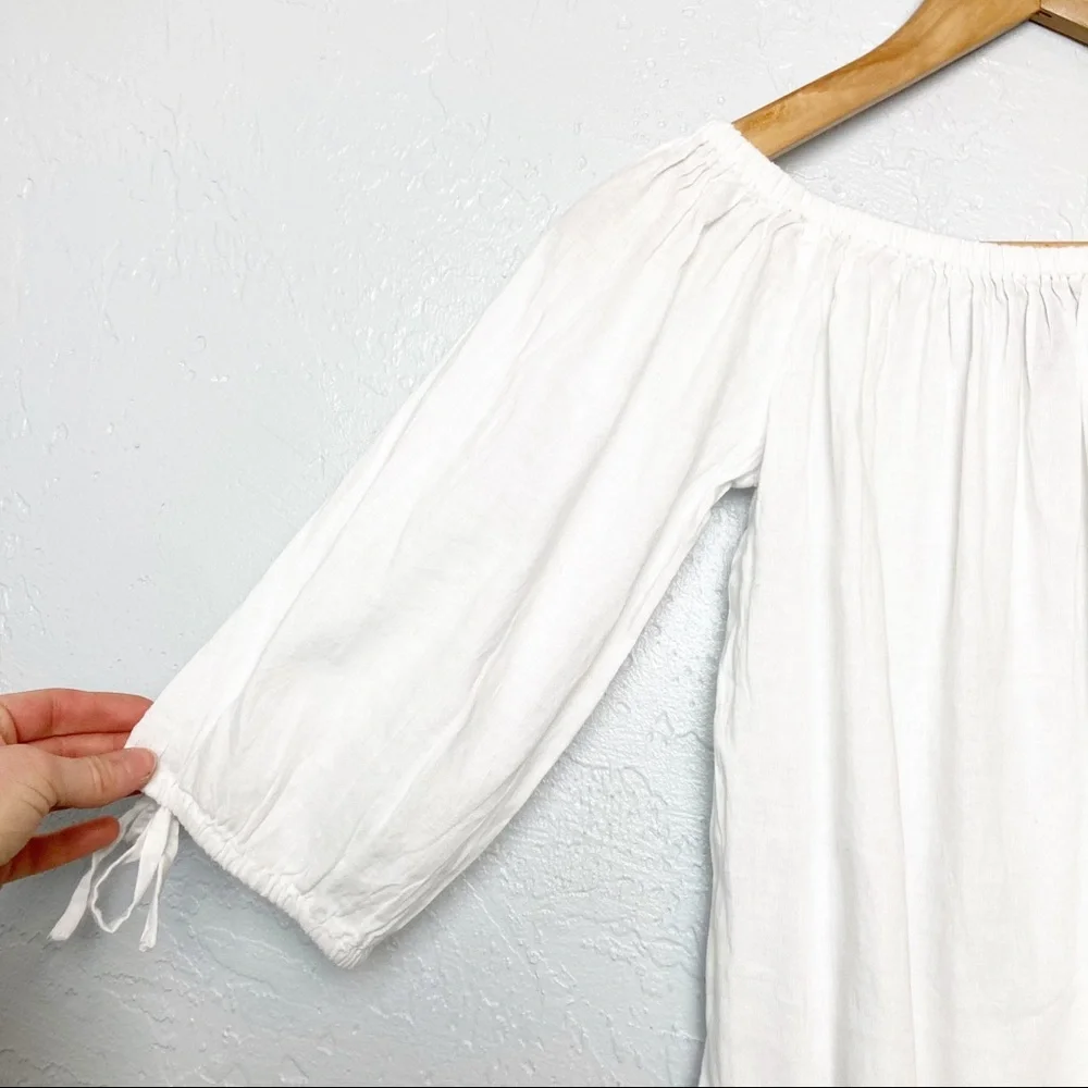 J. Crew rainbow off shoulder linen mini dress